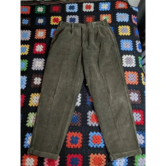 Vtg 90's Field Gear Men's Wide Wale Corduroy Green Pants Cuffed 36x32 (35x30) - Picture 1 of 6